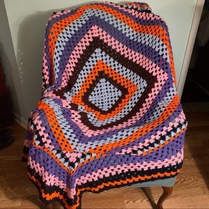Handmade Crochet Square Afghan Throw Blanket